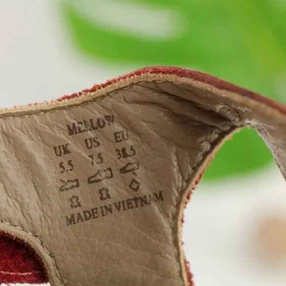 Hotter Womens Mellow Sandals Size 7.5  Red Leather Wedge Heel Strappy Slingback - Picture 12 of 12